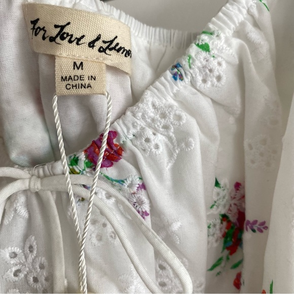 NWT For Love and Lemons Floral Tarte Eyelet Ruched Dress NWT Size M - Picture 6 of 9